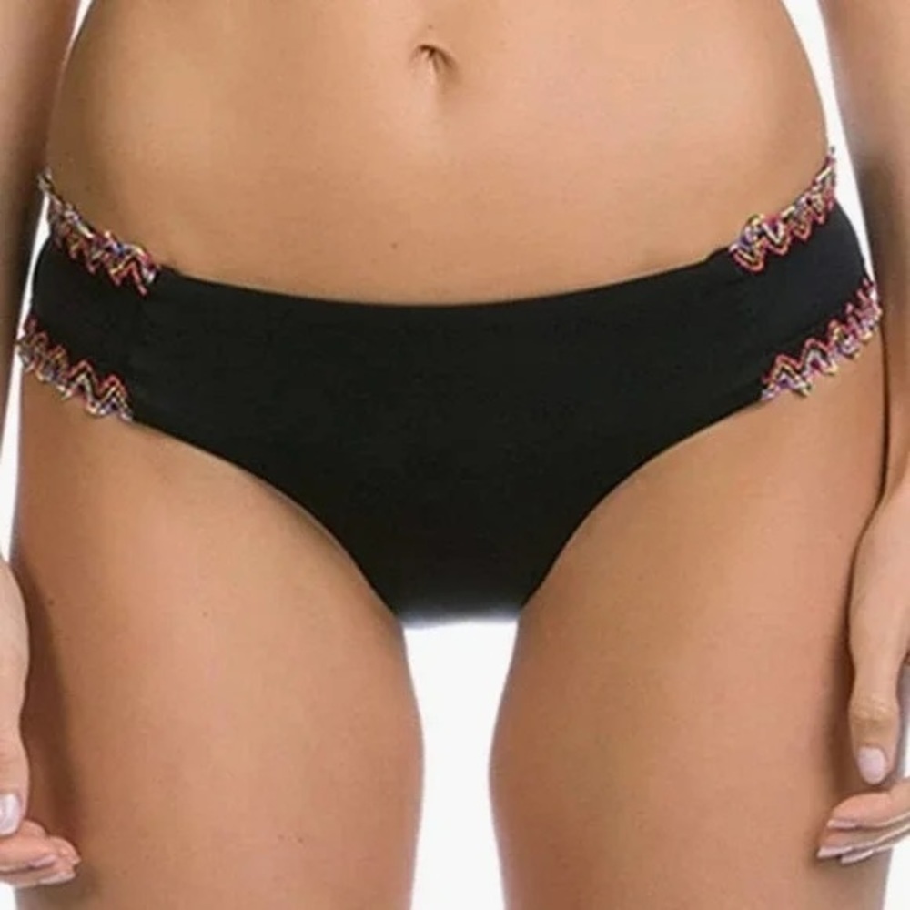 BECCA Bikini Bottom NWOT Mardi Gras Tab Hipster Black